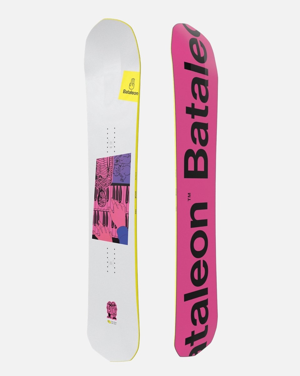 Men's snowboard sale in pink and white. Party Wave 2025 | Bataleon Snowboards™ 2025.