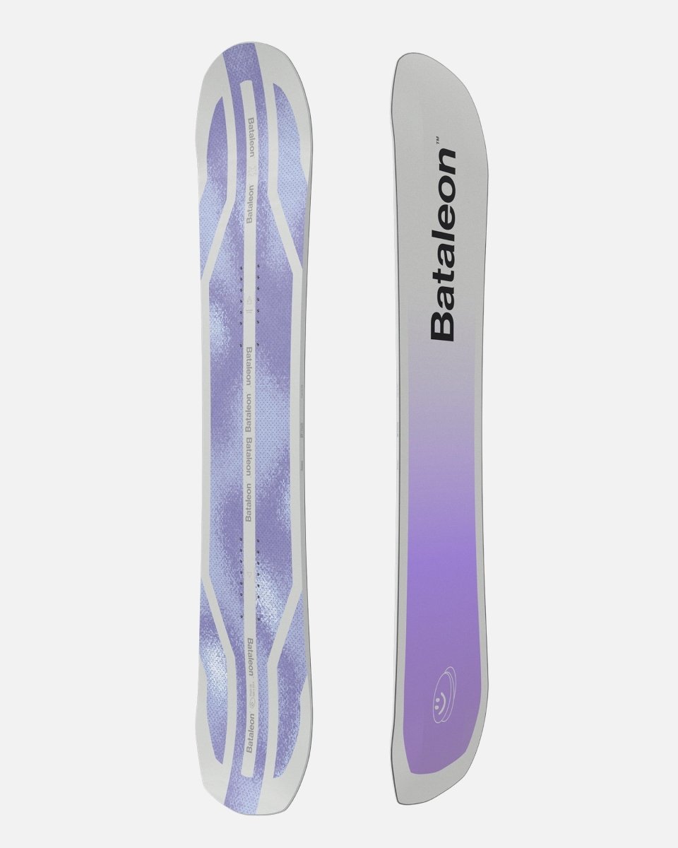 Bataleon women's snowboards in grey and purple. Push Up 2025 | Bataleon Snowboards™ 2025.