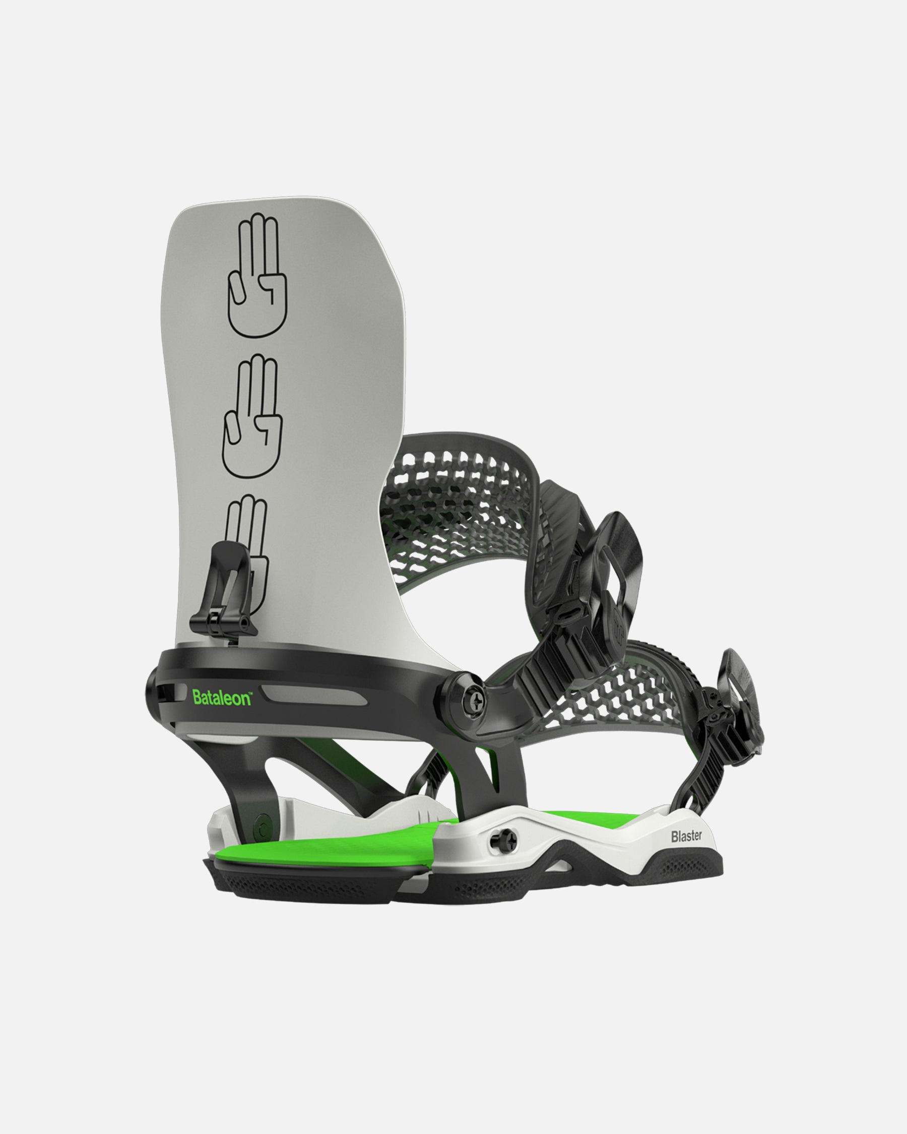 Bataleon blaster Asymwrap 2023-2024 glacier gray neon green mens snowboard bindings two