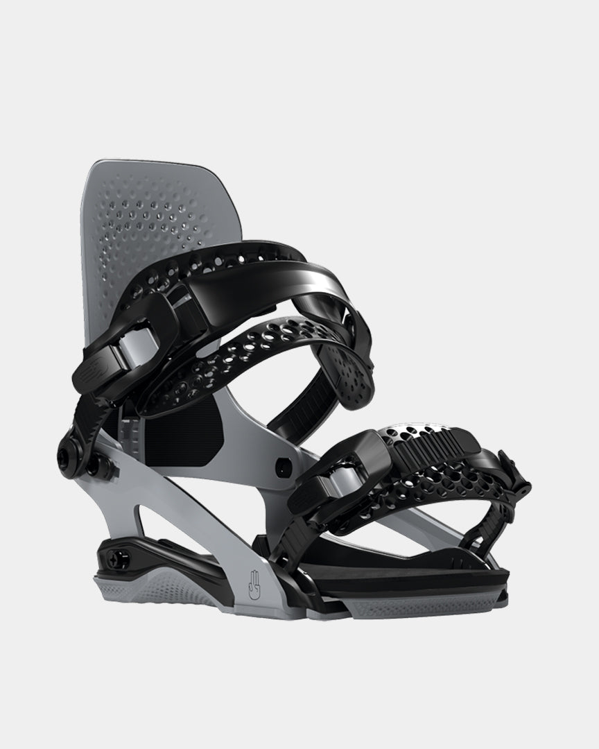 grey snowboard bindings